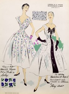 Sketches and fabric swatches, from 